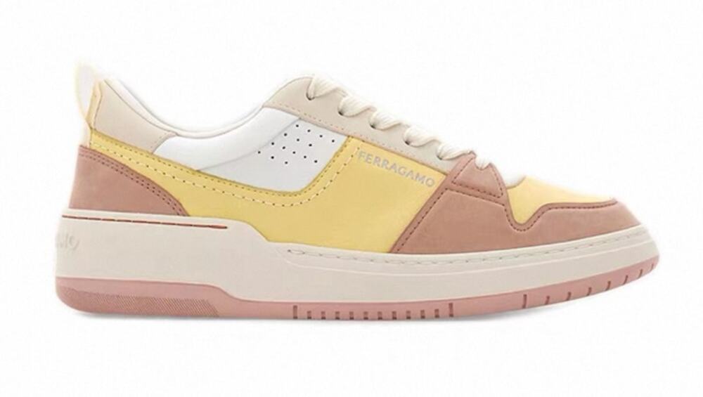 New Salvatore Ferragamo Dennis Leather Sneakers Rose (7)